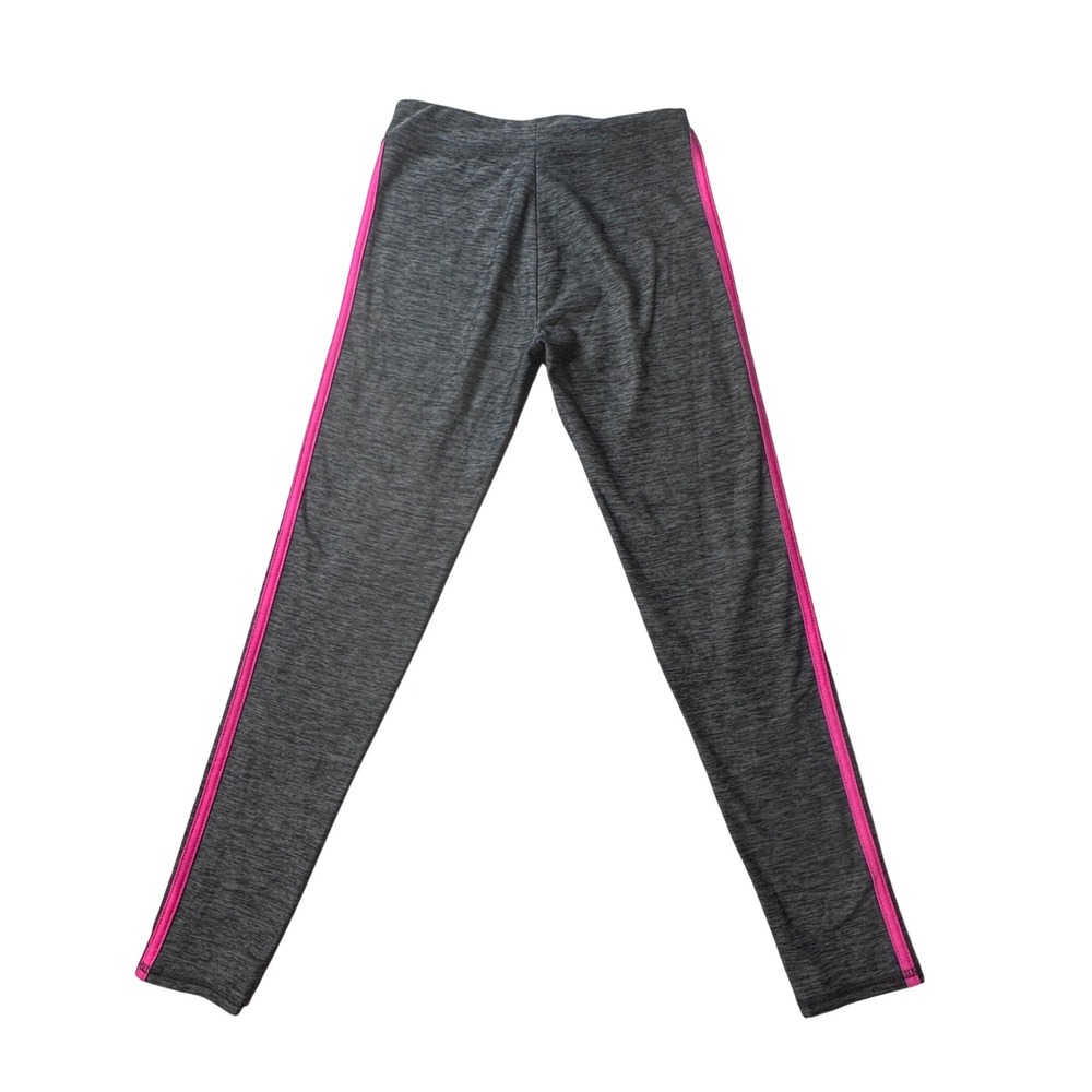 Adidas Leggings Girls M 10/12 Gray Pink‎ 3-Stripe Performance Athletic AK4591 - Picture 2 of 10